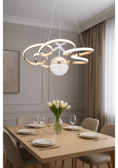 Zümra Modern Gold Ledli Avize Yatak Odası- Salon Sarı Gold