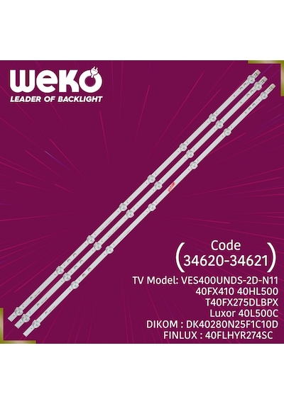 Wkset-5028 34620X2  34621X1 17Dlb40Vxr1 - Lb40017 3 Adet Led Bar
