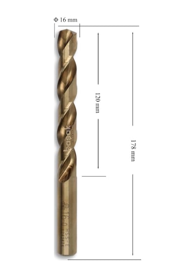 MTE 16,0 mm Paslanmaz Matkap Ucu Altın Seri HSS-E DIN 338