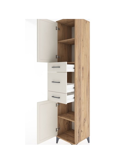 Hyperion Dolap 3 Raflı 3 Çekmeceli 2 Kapaklı 44x44x221 Çam-ay... Çam
