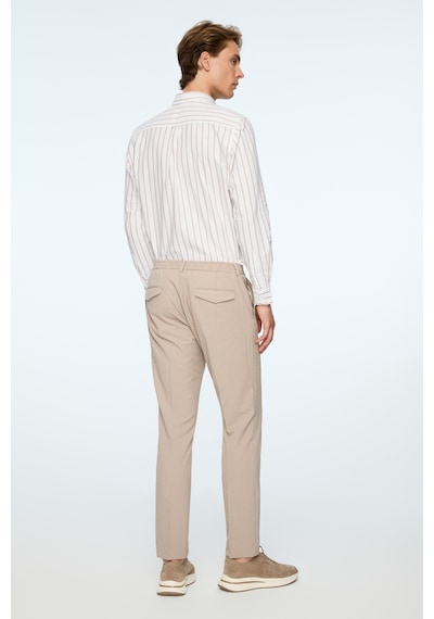 Morven Erkek Bej Poliviskon Trend Desenli Slim Fit Lastikli Pantolon 26ys003004653 Bej