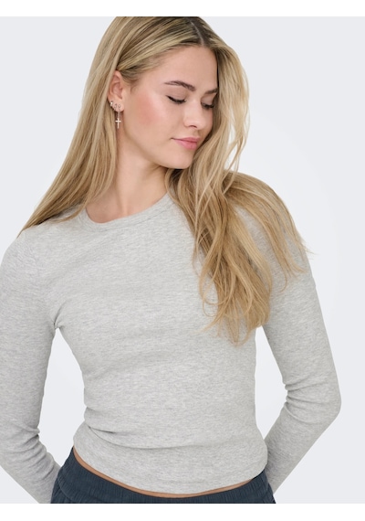 Only Onlval L/s O-neck Top Kadın Uzun Kollu T-shirt 15371305 Gri