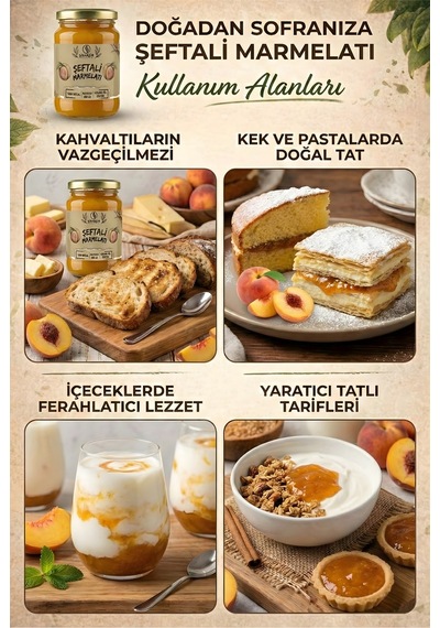 Şifakür Şeftali Marmelatı Katkısız Şeker İlavesiz Doğal Geleneksel Lezzet 850g