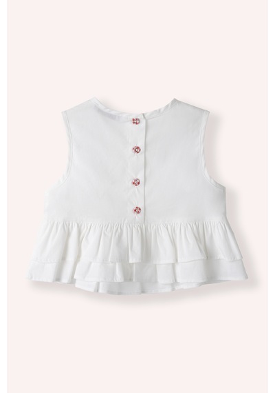 Kız Bebek Düğme Detaylı Fırfırlı Beyaz Bluz 7274476