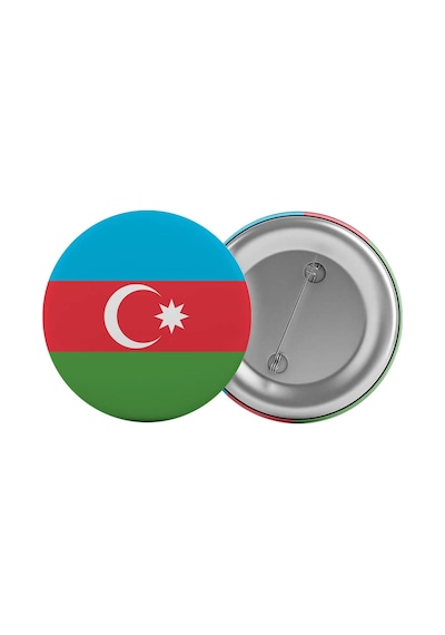 Azerbaycan Bayrağı Çanta Rozeti 20 Adet En Büyük Boy 5.8cm İğneli Broş
