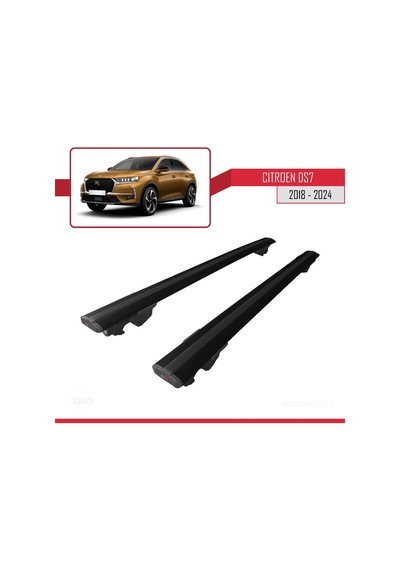 Citroen Ds7 Crossback 2018 Ve Sonrası İle Uyumlu Hook Model Anahtar Kilitli Ara Atkı Tavan Barı Siyah