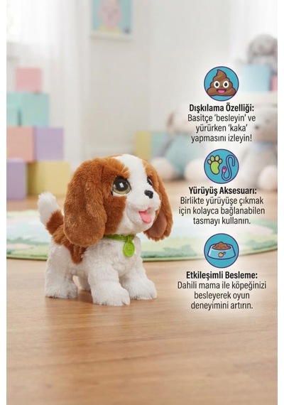 Gioc-hi Preziosi Lisanslı Kaka Yapan Haraketli Beslenebilir 20 Cm Yürüyüş Yapan Oyuncak Köpek Çok Renkli