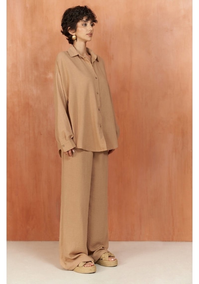 Mai Collection Mai Studios Co. Pedasa Vizon Gömlek Pantolon Takım Vizon