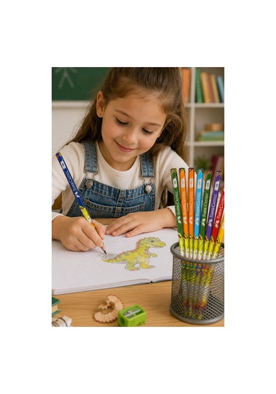 Dinazor Kurşun Kalem 8 Adet Faber Castell Yuvarlak Gövdeli Siyah Kurşun Kalem Yumuşak Yazım Kolay Tutuş Kaliteli Çok Renkli