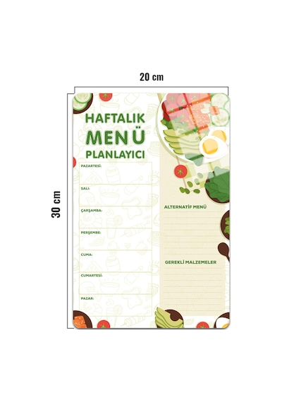 Cam Magnet Buzdolabı Manyetik Planlayıcı Dikey 20cm X 30cm