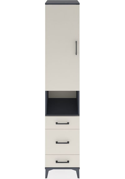 Hyperion Dolap 4 Raflı 3 Çekmeceli Tek Kapaklı 44x44x221 Antrasit-aytaşı Antrasit