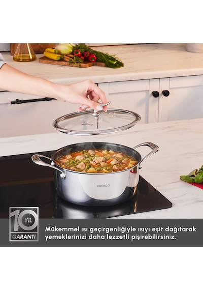 Karaca Plasma Steel 316+ 3Ply Yanmaz Yapışmaz Çelik Tencere 22 cm