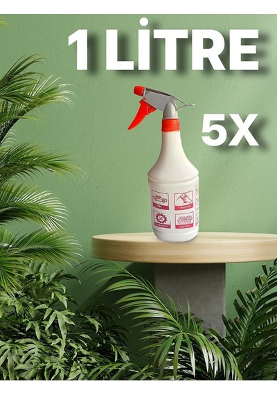 1 Litre Boş Sprey Şişesi 5'li Set Ayarlanabilir Püskürtücülü Çok Amaçlı Hobi & Temizlik Şişesi
