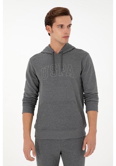 U.S. Polo Assn. Erkek Regular Fit Kapüşonlu Antrasit Melanj Basic Sweatshirt 50295175-VR081