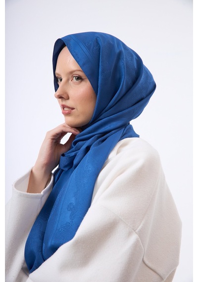 Mirsoy Scarf Zerafet Desen Şal Açık Mavi