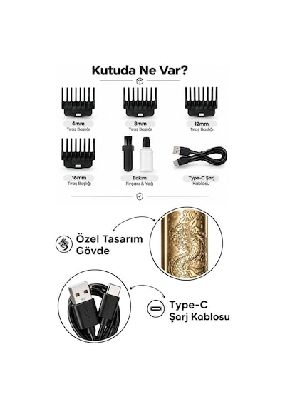 Bakım Aleti Kolay Kullanım Ergonomik Cihaz Dıngıl Traş Makinesi Erkek Saç Ve Sakal Kesme Makinesi