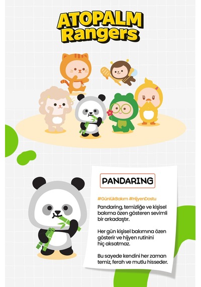 Çocuklara Özel, Nemlendirerek Rahatlatan Yaprak Maske Atopalm Pandaring Mask Pack Kids
