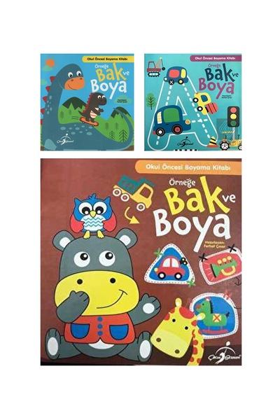 3-6 Yaş Çocuklar İçin Örneğe Bak Ve Boya Serisi 3 Kitap