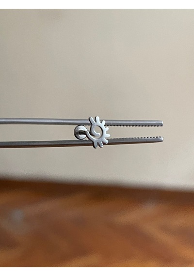 316 L Cerrahi Çelik Dudak Piercing Kıkırdak Helix Tragus Conch Piercingi Helezon Model Piercing Mavi - Yeşil