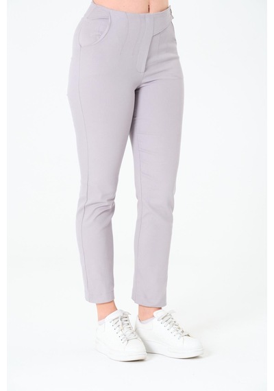 Sortie Collection Tek Düğmeli Gabardin Pantalon Gri