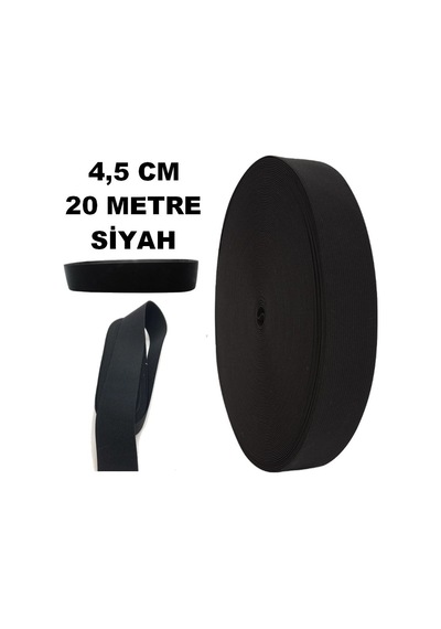 Lastik Sert Yumuşak Çamaşır Don Etek Bel Paça Bebe Lastiği 4.5 CM 20 M Siyah