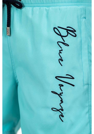 Miami Beach Mint Su İtici Özellikli Blue Voyage Nakışlı Erkek Plaj Deniz Şort Mayo - 303-mint 001