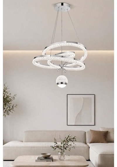 Eray Aydınlatma 6011-500 Tek Toplu Krom Led Avize Gümüş