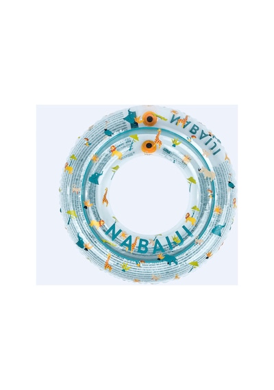 Nabaiji Çocuk Şişme Yüzme Simidi - 65 Cm - Şeffaf/tropikal Desenli