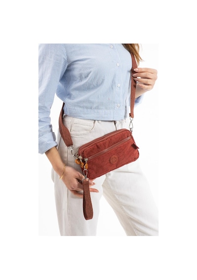 Baginn Klinkır Kumaş Mini Çapraz Askılı Kadın Çanta Yağmur Geçirmez El Askılı Çanta 20 10 Cm Mega Bag Kiremit