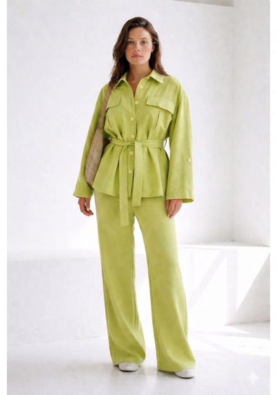 Seeh Açık Yeşil Uzun Kollu Oversize Kadın Takım Sh338 Standart