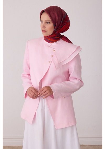 Belli Geometrik Desen %100 Twill İpek Eşarp Be23-81 Fuşya-nar Kırmızı