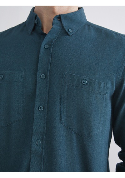 Lcwaıkıkı Classic Yeşil Regular Fit Uzun Kollu Gabardin Erkek Gömlek
