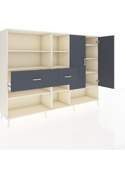 Hyperion Dolap 10 Raflı 2 Çekmeceli 2 Kapaklı 220x44x163 Aytaşı-a Aytaşı-antrasit