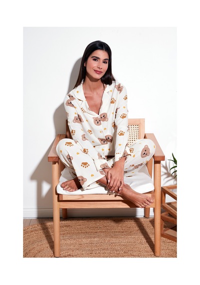 Lela Reguar Fit Yumuşak Dokulu Bayan Pijama Takımı 611Pt288Y Bej