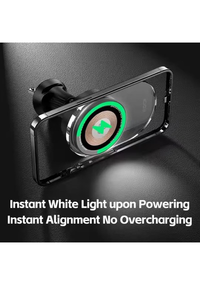 W36 Qi2 Magsafe Transparan Kablosuz Şarjlı Araç Tutucu Siyah