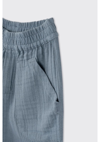 Panço Erkek Çocuk Beli Lastikli Müslin Pantolon İndigo