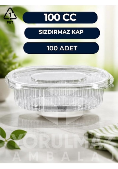 100 Cc Oval Sızdırmaz Meze & Salata Kabı 100 Adet Kullan At Kap