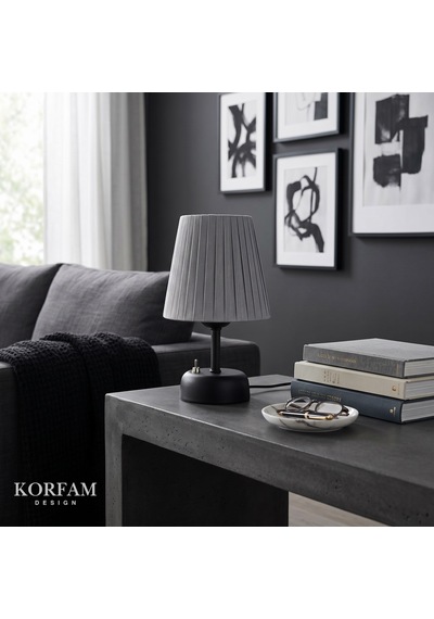 Gri Keten Kumaş Pilli Masa & Gece Lambası Çok Renkli