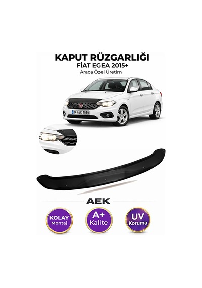 Fiat Egea 2015+ Araca Özel Üretim "4mm" Kaput Rüzgarlığı A+ Pian
