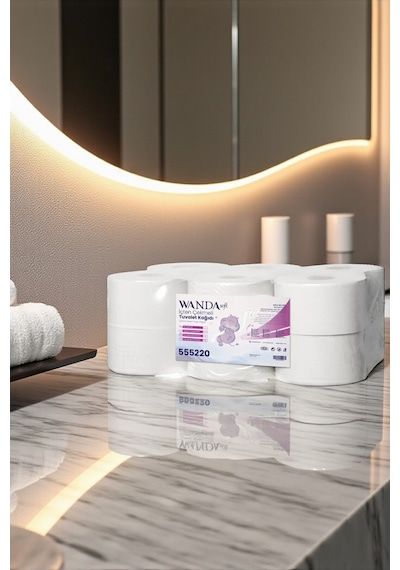 Wanda Soft Mini Cimri İçten Çekmeli Tuvalet Kağıdı 4 Kg 88m Rulo - 12'li Paket - 2 Katlı, 21cm Yaprak Eni