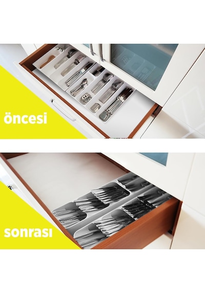 5 Bölmeli Çekmece Kaşıklık, Beyaz