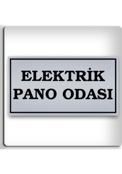 Elektrik Pano Odası - Yönlendirme Levhası - Kendinden Yapışkanlı Metalik Gümüş Gri Tabela 8x15 Cm