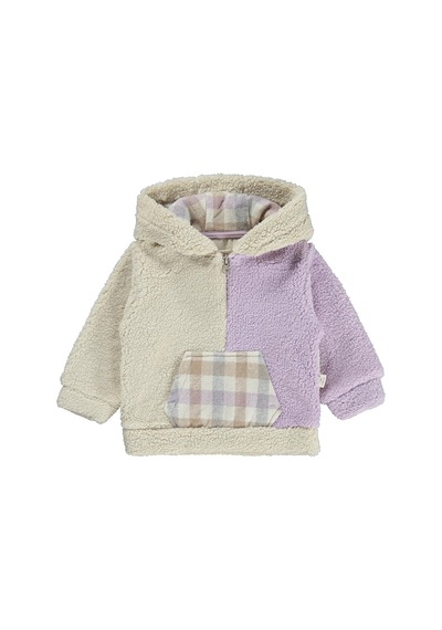 Bebbek Kapşonlu Fermuarlı 2-5 Yaş Sweatshirt - Lila Açık Mor