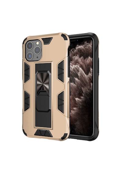 Noktaks - İphone 11 Pro Max Uyumlu Kılıf Katlanabilir Standlı Koruyucu Volve Kapak - Gold - T14106