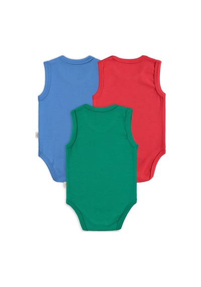 Civil Baby 3'lü Karışık Renk 3-36 Ay Çıtçıtlı Badi - Kırmızı
