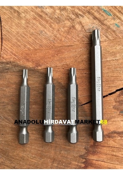 Fivestar 4 Parça Tork Uç Seti Bits Uç Seti T15 T20 T25 T30 Mıknat Fivestar 4 Parça Tork Uç Seti Bits Uç Seti T15 T20 T25 T30 Mıknat