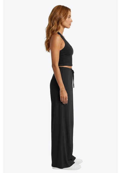 Cottonhill Siyah Viskon Basic Yüksek Bel Bol Paça Bağcıklı Kadın Pantolon Cottonhill Siyah Viskon Basic Yüksek Bel Bol Paça Bağcıklı Kadın Pantolon