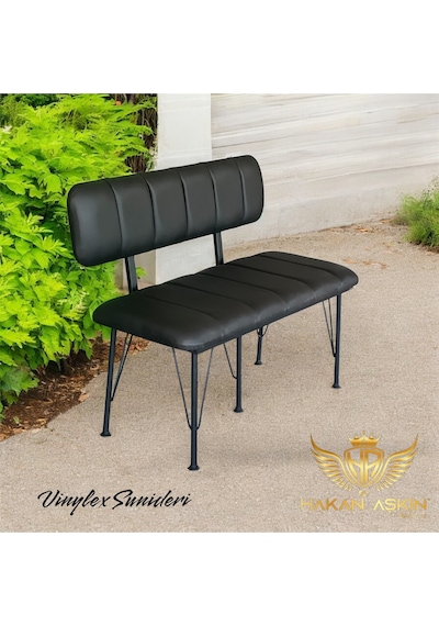 By Hakan Aşkın Siyah Metal Ayaklı Metal Alt Kasalı Sunideri Vinylexline Style 2025 Sırtlı Bench & Bank Siyah Deri Siyah Deri Sunideri