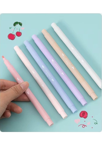 6'lı Wen-duo 500 Kesik -yuvarlak Çift Uçlu Pastel Fosforlu Kalem Diğer