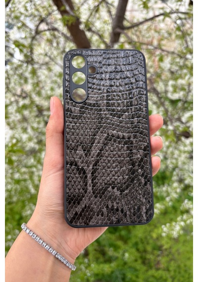 Samsung Uyumlu Galaxy A16 Yılan Desenli Kabartma Dokulu Kılıf Siyah